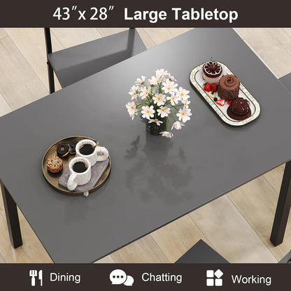 5-Piece Retro Dining Table Set for 4 – Space-Saving Kitchen Table & Chairs with Metal Frame