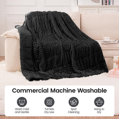Fleece Sherpa Weighted Blanket for Adults, Ultra Soft Fuzzy, 60"X80" 15Lbs