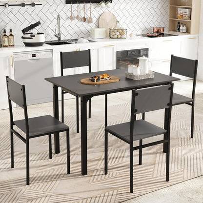 5-Piece Retro Dining Table Set for 4 – Space-Saving Kitchen Table & Chairs with Metal Frame