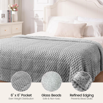 Fleece Sherpa Weighted Blanket for Adults, Ultra Soft Fuzzy, 60"X80" 15Lbs