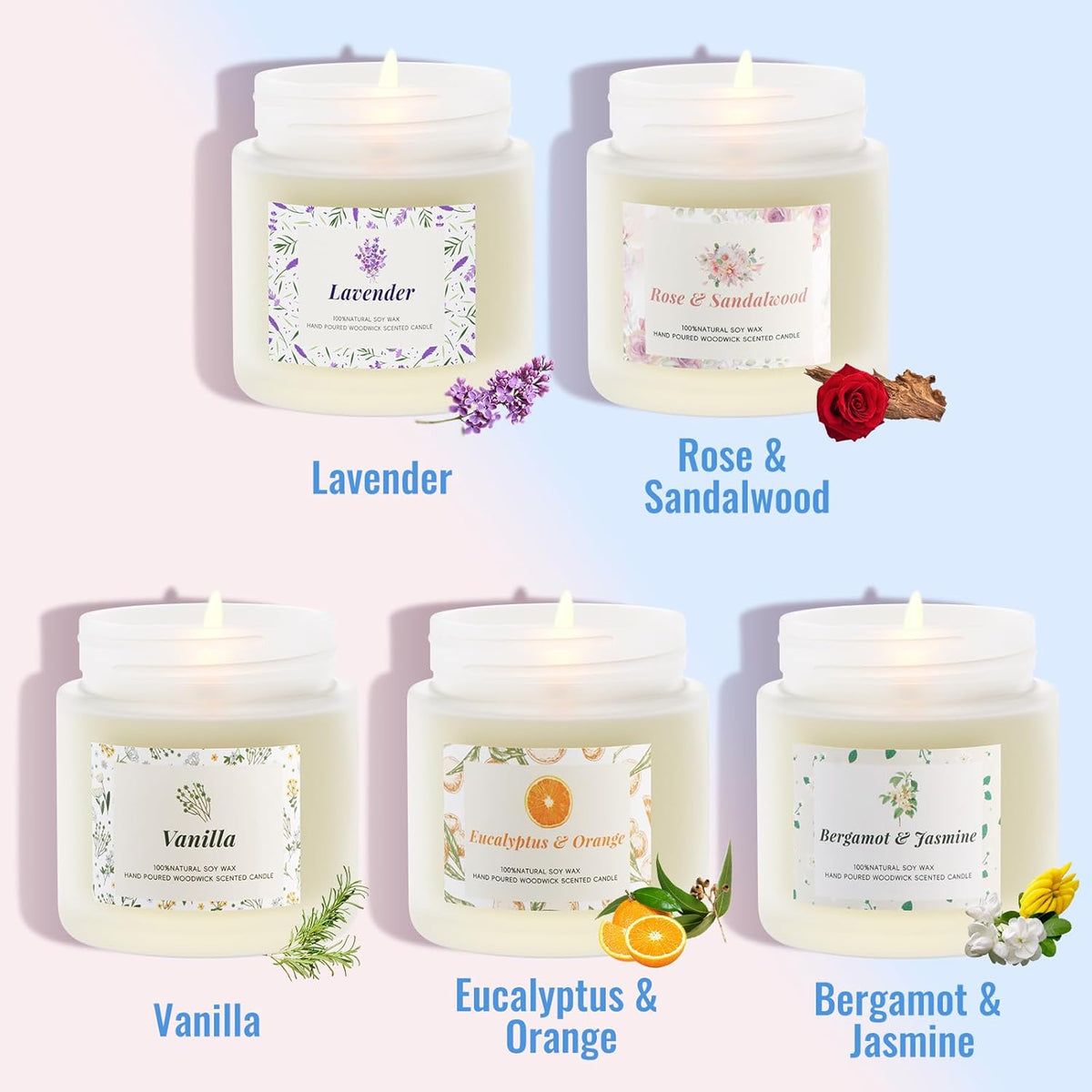 5-Pack Scented Candle Gift Set – Cozy Home Fragrance Candles for Women